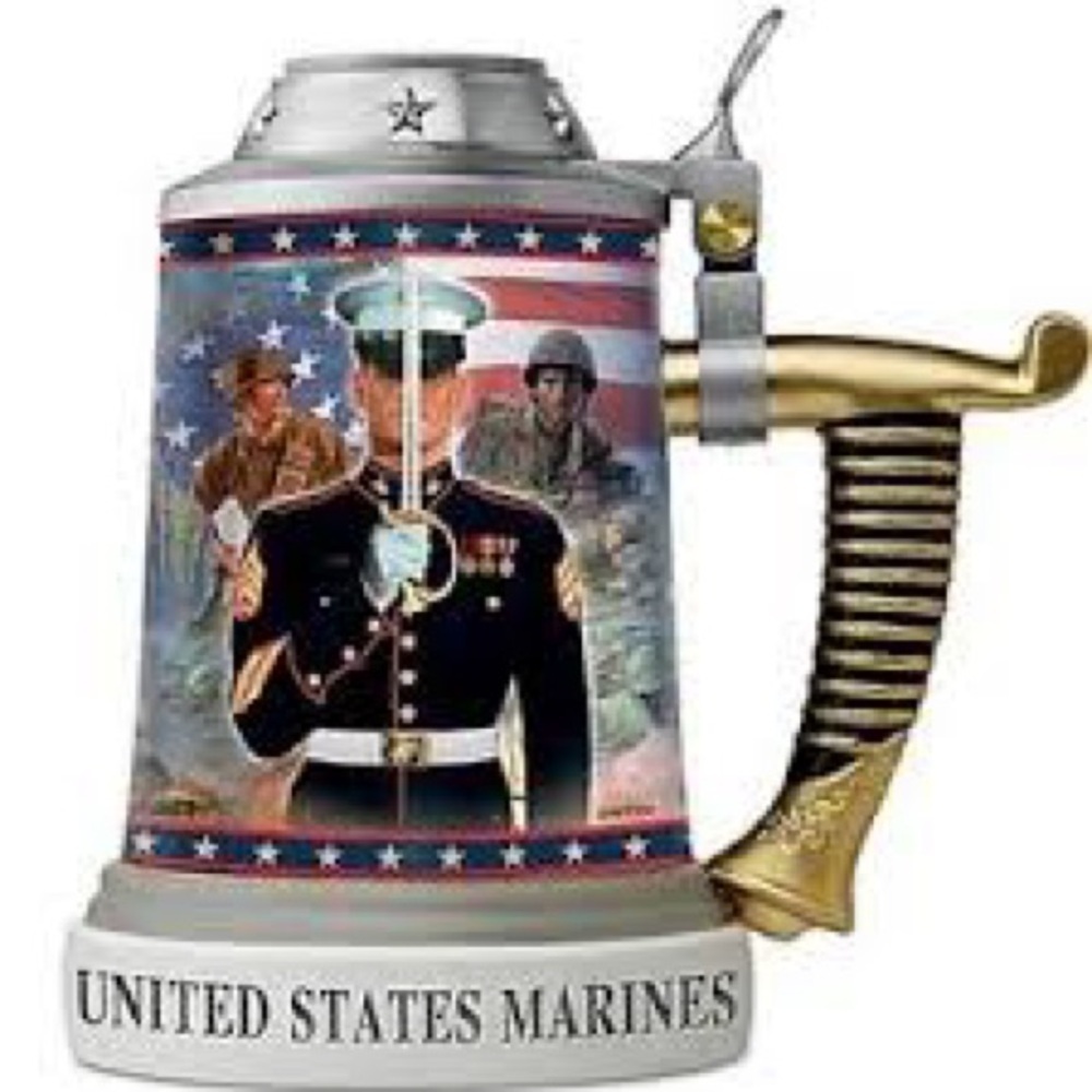 United States Marines Tribute Bradford exchange Mug with Gold Handle
